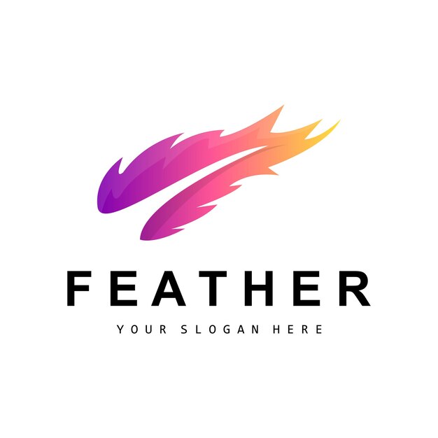 Pluma Logo Animal Ala Diseño Vector Icono Plantilla Simple