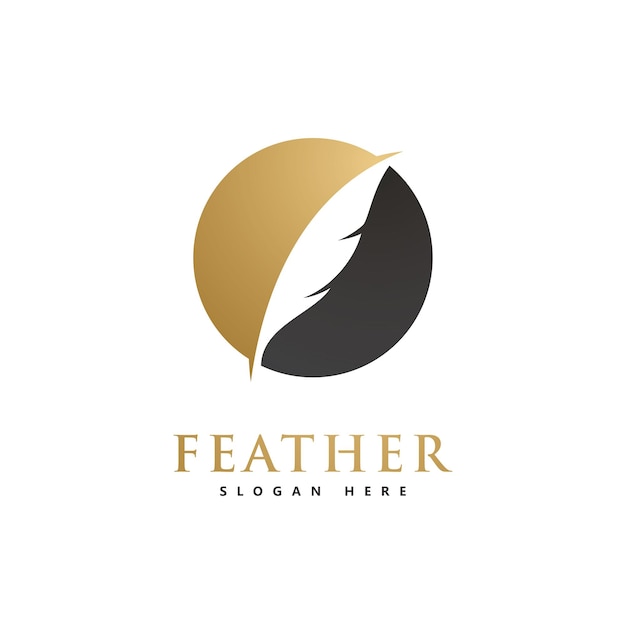 Pluma logo icono diseño vector símbolo