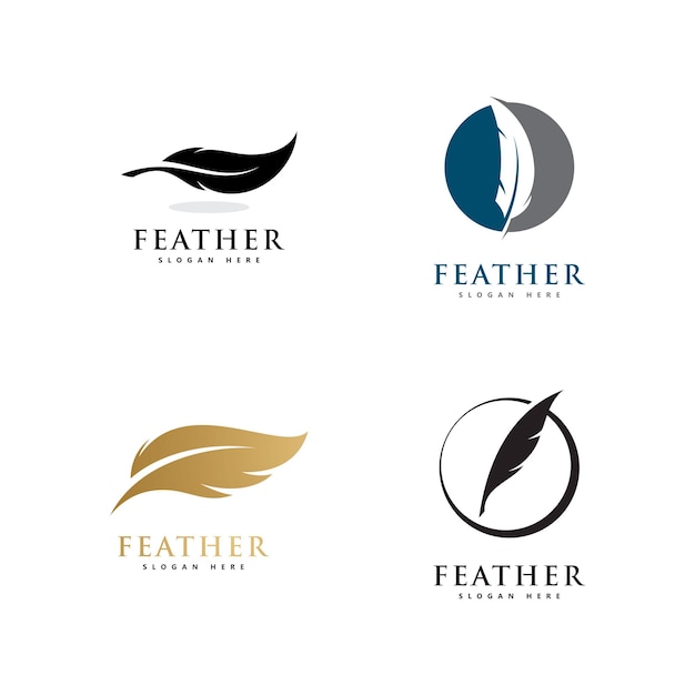 Pluma logo icono diseño vector símbolo