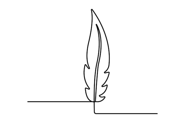 Pluma de pájaro dibujo artístico continuo de una línea de ilustración vectorial de contorno aislado