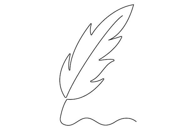 Pluma de pájaro dibujo continuo de una línea del icono de la pluma de ave aislado en el vector de fondo blanco i