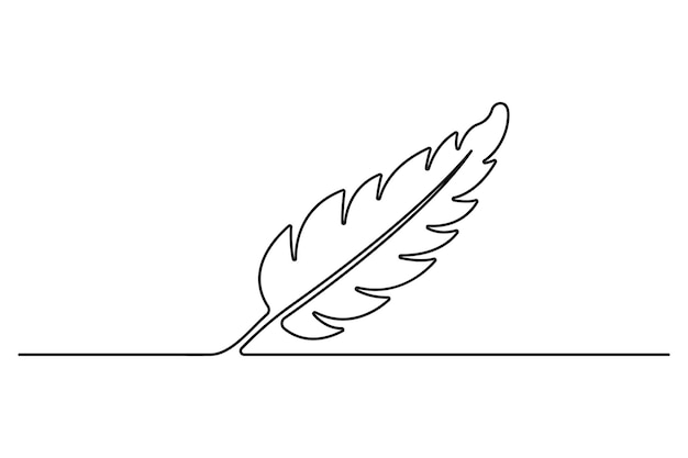 Pluma de pájaro dibujo continuo de una línea de ilustración vectorial simple