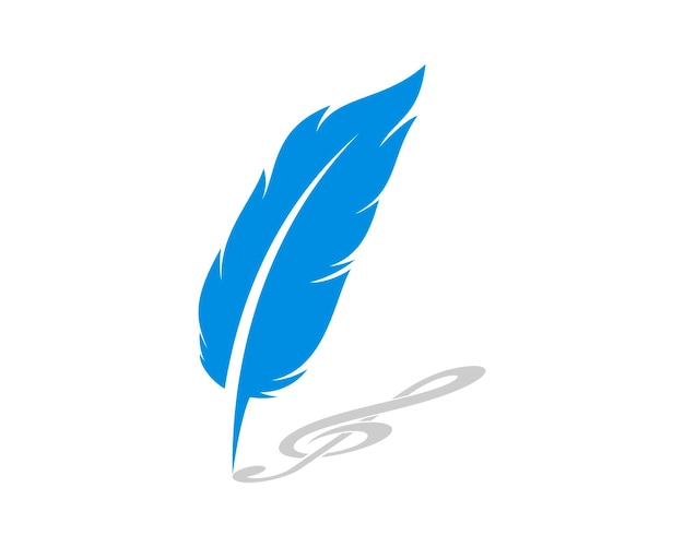 Vector pluma pluma azul escribiendo una nota musical