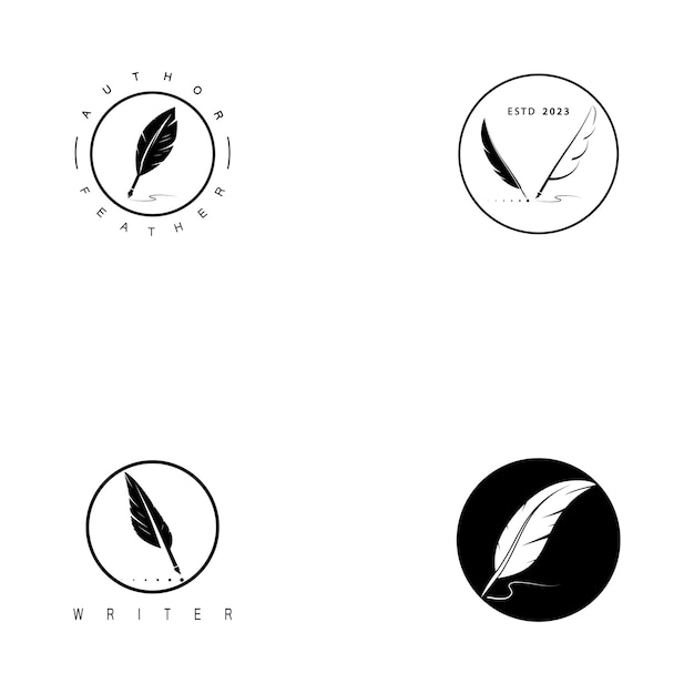 Pluma pluma escribe signos iconos de plantilla de plantilla de logotipo