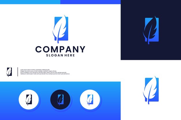 Vector pluma pluma logo silueta espacio negativo identidad de la empresa de negocios inspiración de diseño de logotipo