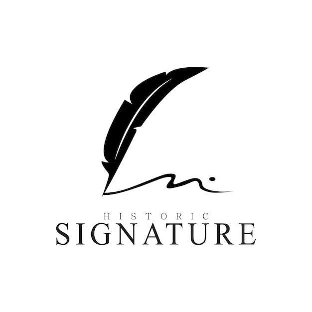 Vector pluma de pluma con logotipo de firma minimalista