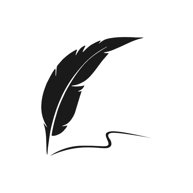 Pluma de pluma, vector de diseño de logotipo de escritura a mano minimalista