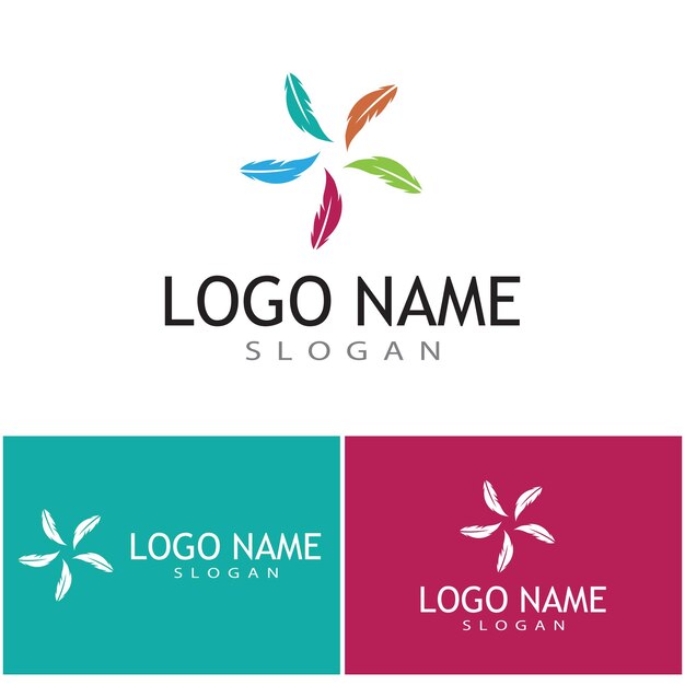 Plumas Logo plantilla vector símbolo naturaleza