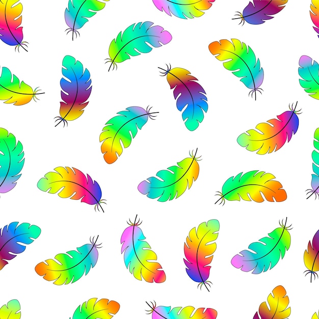 Plumas de patrones sin fisuras Ilustración de vector colorido