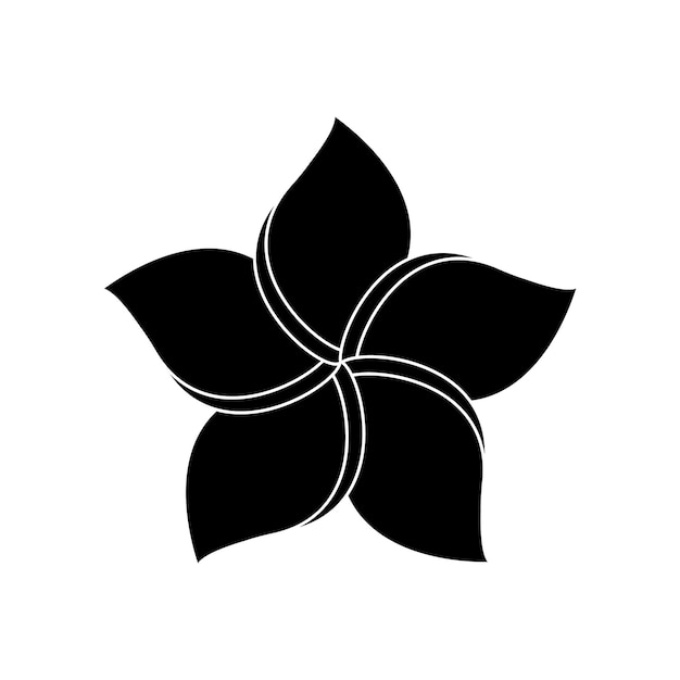 Plumeria silueta de flor tropical logotipo ilustración aislada contorno de flor de frangipani vectorial