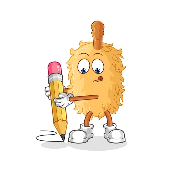 Plumero escribir con vector de mascota de dibujos animados de lápiz
