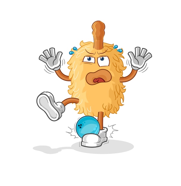 Plumero golpeado por bolos dibujos animados vector de mascota de dibujos animados