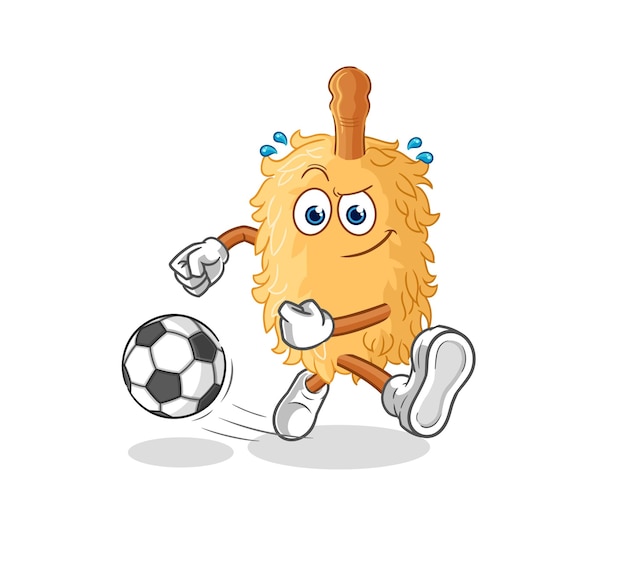 plumero, patear, el, pelota, caricatura, caricatura, mascota, vector
