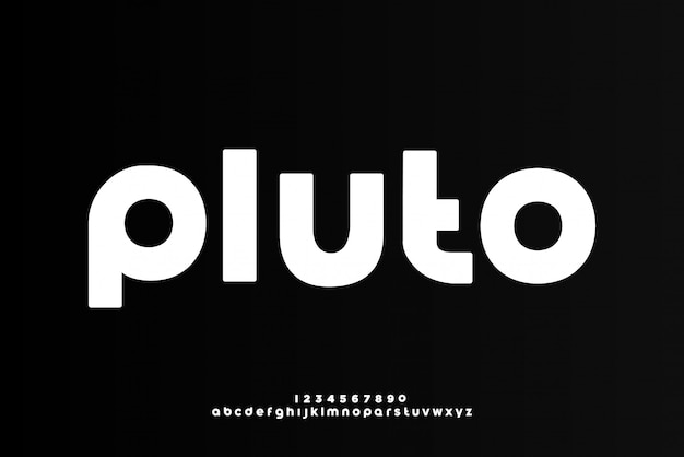 Plutón, una fuente abstracta alfabeto futurista con tema de tecnología. diseño moderno de tipografía minimalista