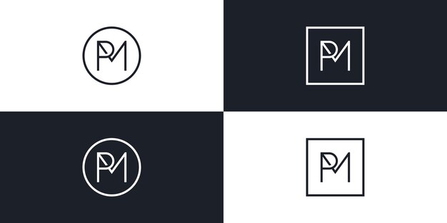 PM letra inicial logo vector icono ilustración