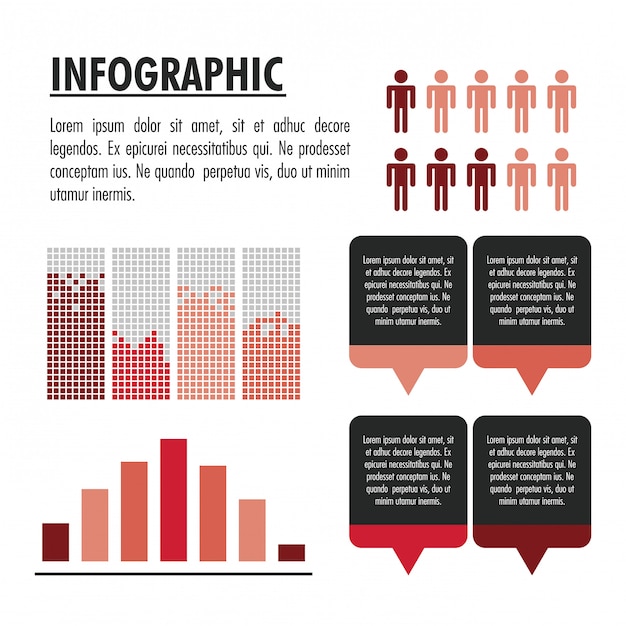 Vector población humana infográfica con estadísticas