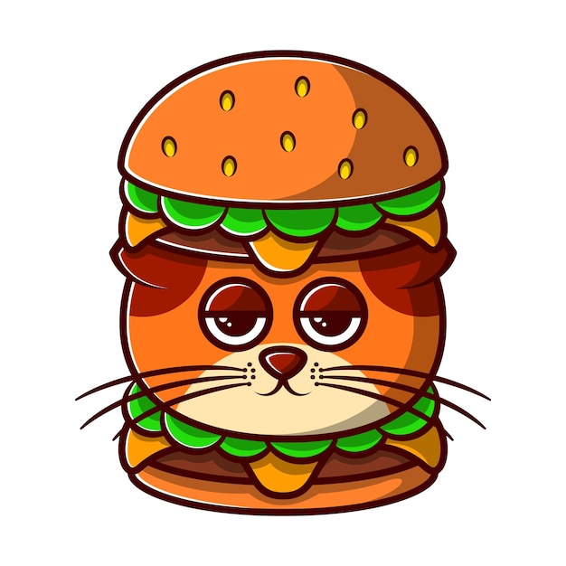 Pobre gato atrapado en una hamburguesa Ilustración Con un diseño único y atractivo