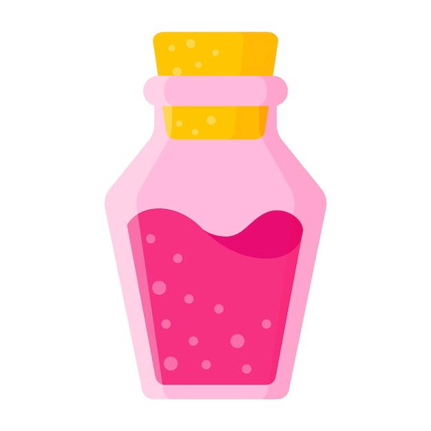 Poción de amor en botella trapecio rosa para la boda o el día de San Valentín.
