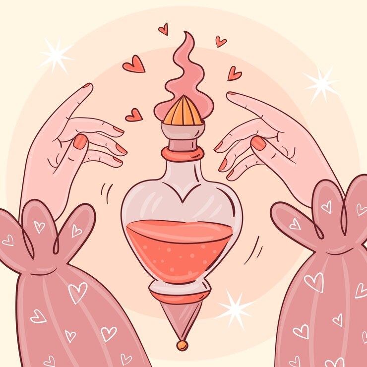 Vector poción de amor roja dibujada a mano ilustrada