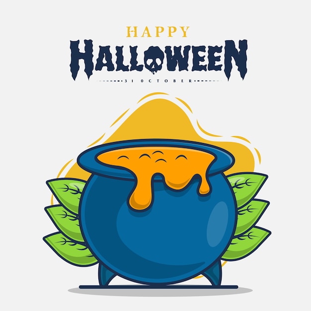 Vector poción de bruja con ilustración de icono de celebración de halloween feliz