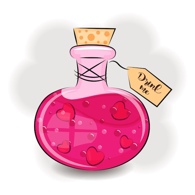 Poción de elixir de Halloween o bebida parafernalia de vacaciones estilo de dibujos animados ilustración vectorial