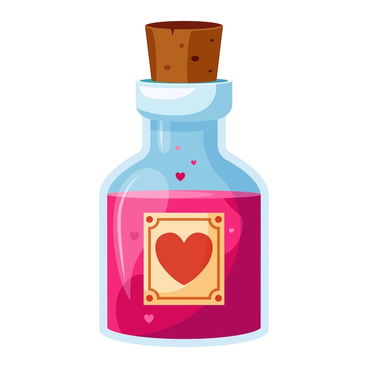 Vector poción rosa en una botella