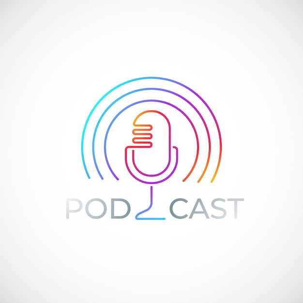 Podcast colorido icono aislado en blanco