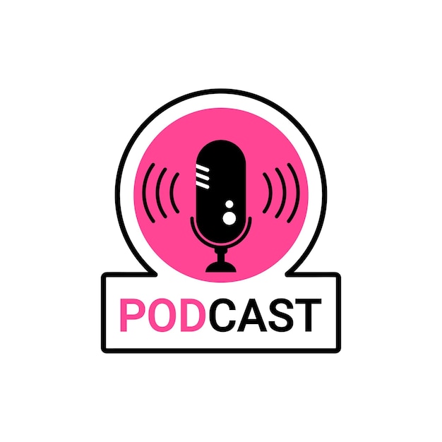 Podcast Diseño de logotipo plano Ilustración vectorial
