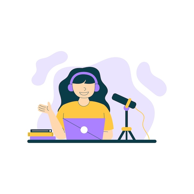 Podcast de diseño plano para mujeres