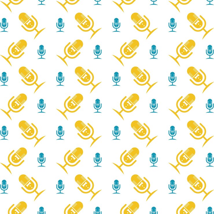 Vector podcast fiesta extraño de moda multicolor patrón repetitivo ilustración vectorial diseño de fondo