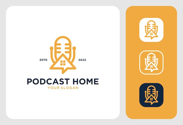 Podcast home con inspiración en el diseño del logotipo de arte lineal
