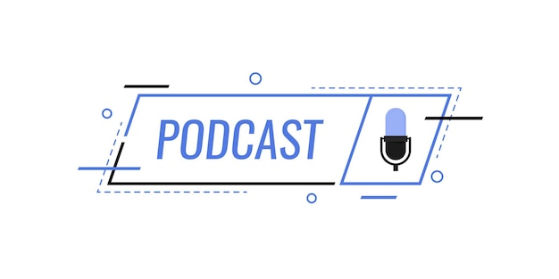 Pódcast. icono, diseño de logotipo. Ilustración de vector de estilo plano moderno.