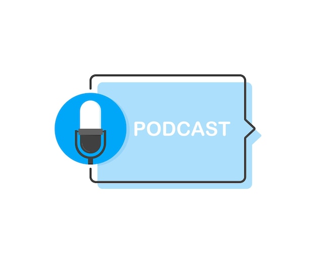 Pódcast. icono, diseño de logotipo. Ilustración de vector de estilo plano moderno.