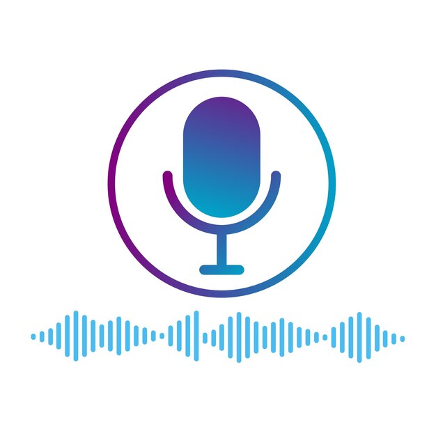 Podcast de icono de micrófono y logotipo de transmisión
