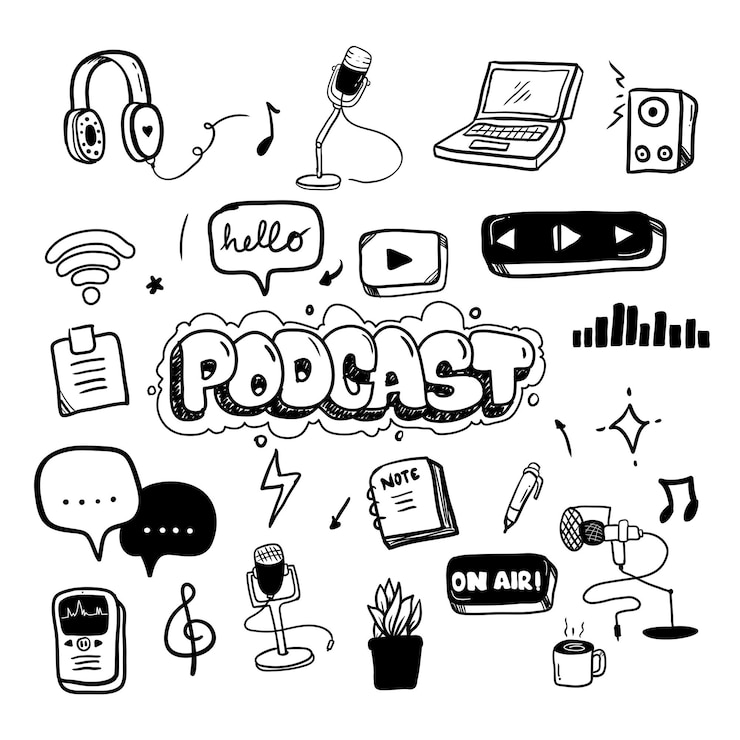 Vector podcast ilustración de un dibujante