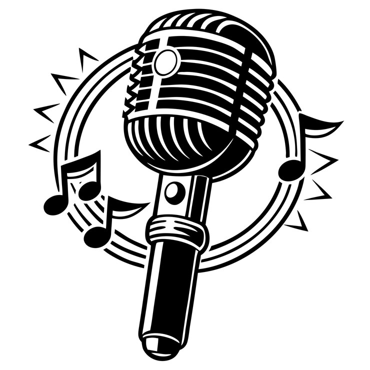 Vector podcast de ilustración vectorial de micrófono para la música