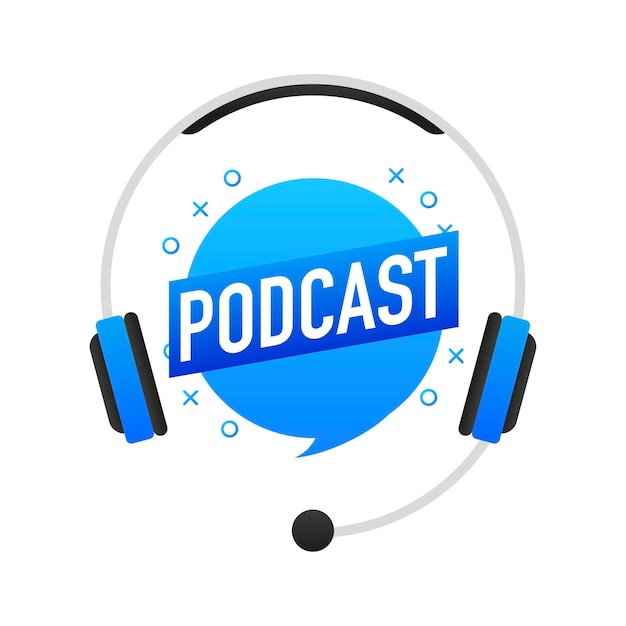 Podcast insignia icono sello logo vector stock ilustración