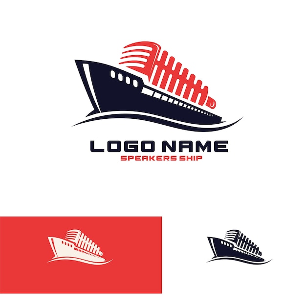 Podcast logotipo del barco transporte oceánico