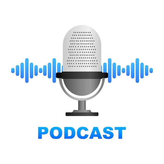 Podcast El logotipo del micrófono Ilustración vectorial