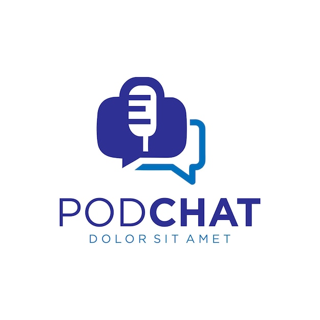 Podcast mic talk chat logo diseño icono ilustración