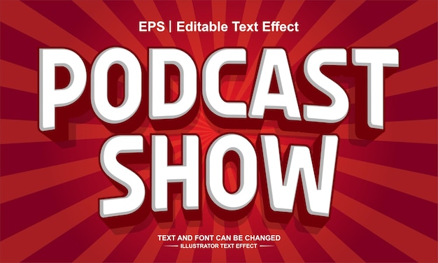 Vector podcast muestra efecto de texto editable