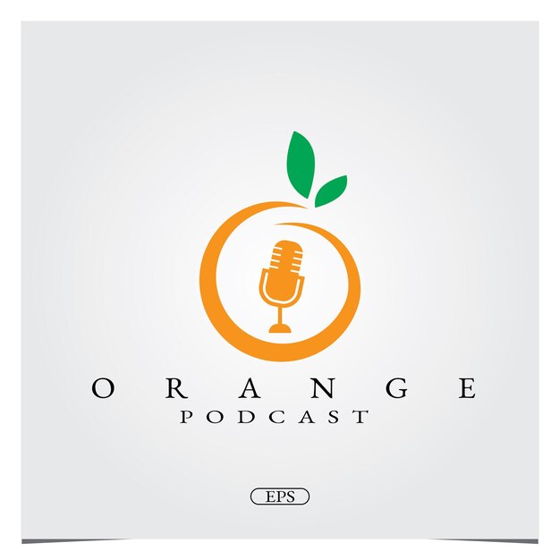 Podcast naranja Logo diseño logo premium elegante plantilla vector eps 10