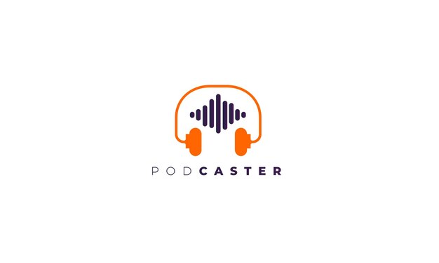 Podcast o diseño de logotipo de onda de sonido usando el icono de micrófono y auriculares