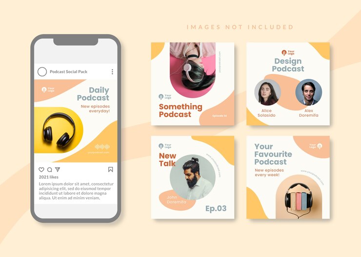 Podcast plantilla de redes sociales cuadrada limpia y simple