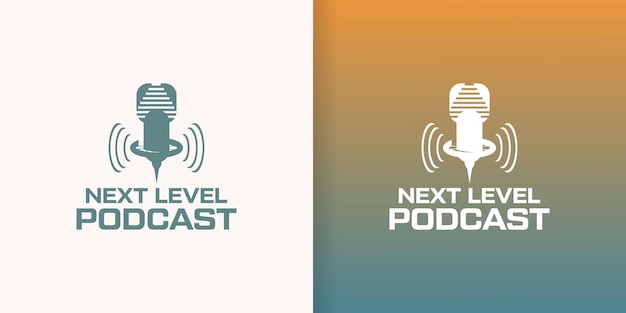 Podcast siguiente paso plantilla vectorial de diseño de logotipo moderno