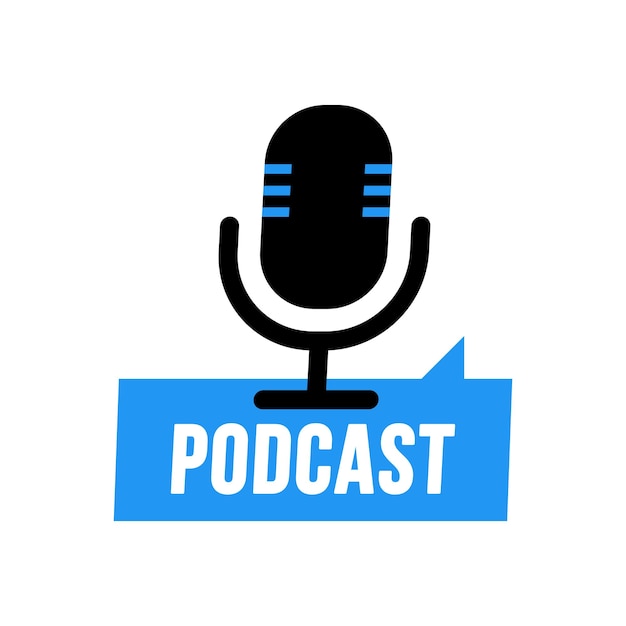 Podcast Vector ilustración plana icono diseño de logotipo sobre fondo blanco