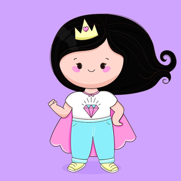 El poder de la chica linda Kawaii Vector Feliz día de la mujer