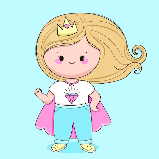 El poder de la chica linda Kawaii Vector Feliz día de la mujer