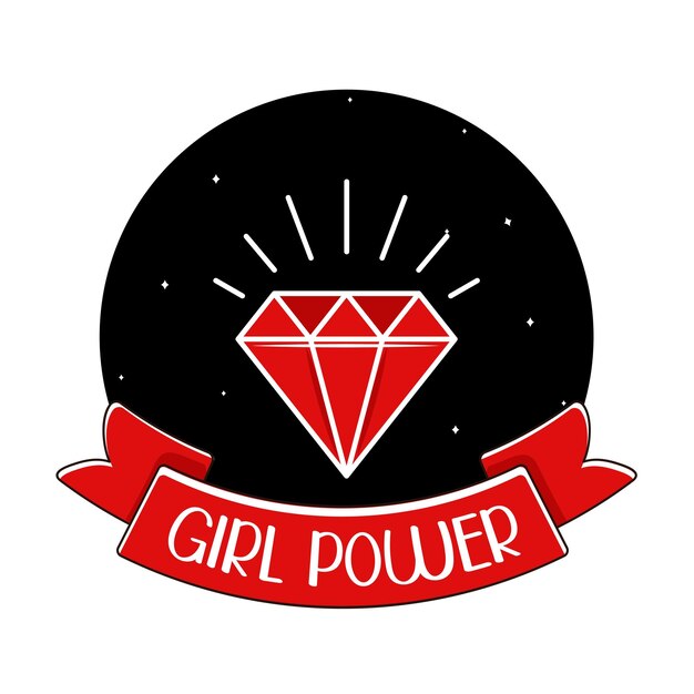 El poder de la chica con pegatinas bonitas Feliz día de la mujer Vector