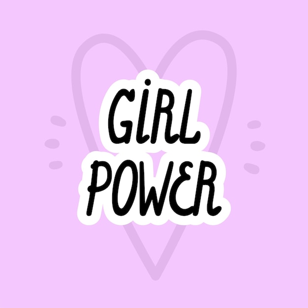 Poder femenino Una inscripción en un garabato dibujado a mano con un trazo estilo pegatina Afiche vectorial